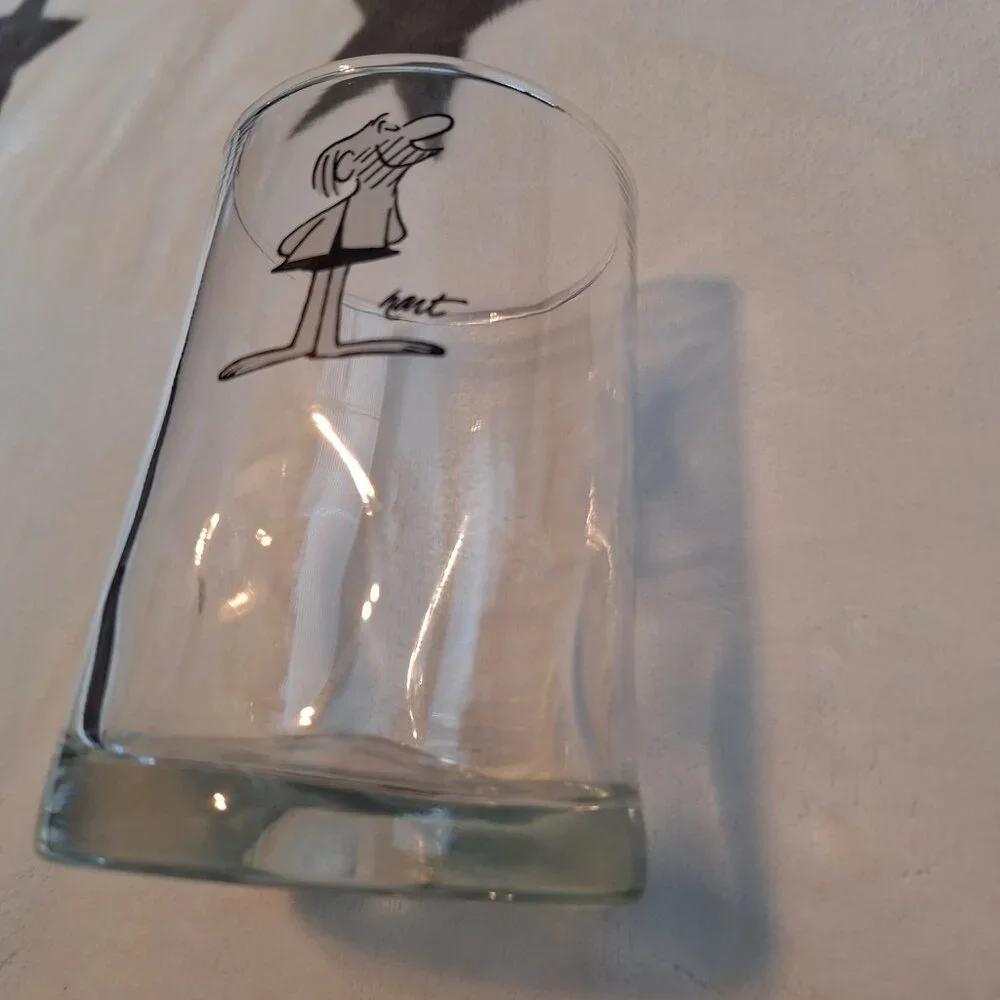 Vintage Barware B.C. Comic‎ Johnny Hart Caveman Pinched Glass Tumbler Drinkware